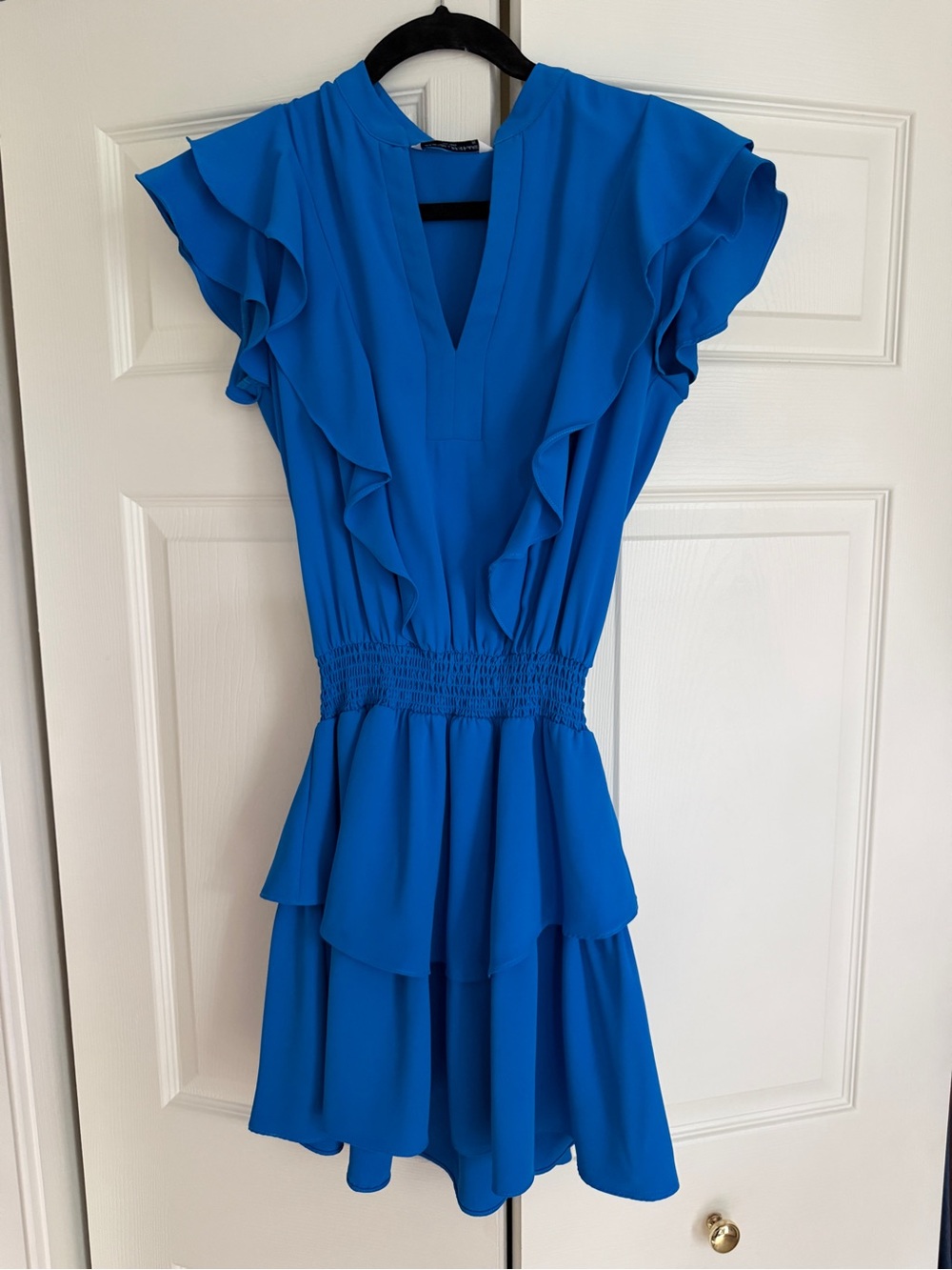 Amanda Uprichard Cobalt Blue Ruffle Tiered Mini Dress